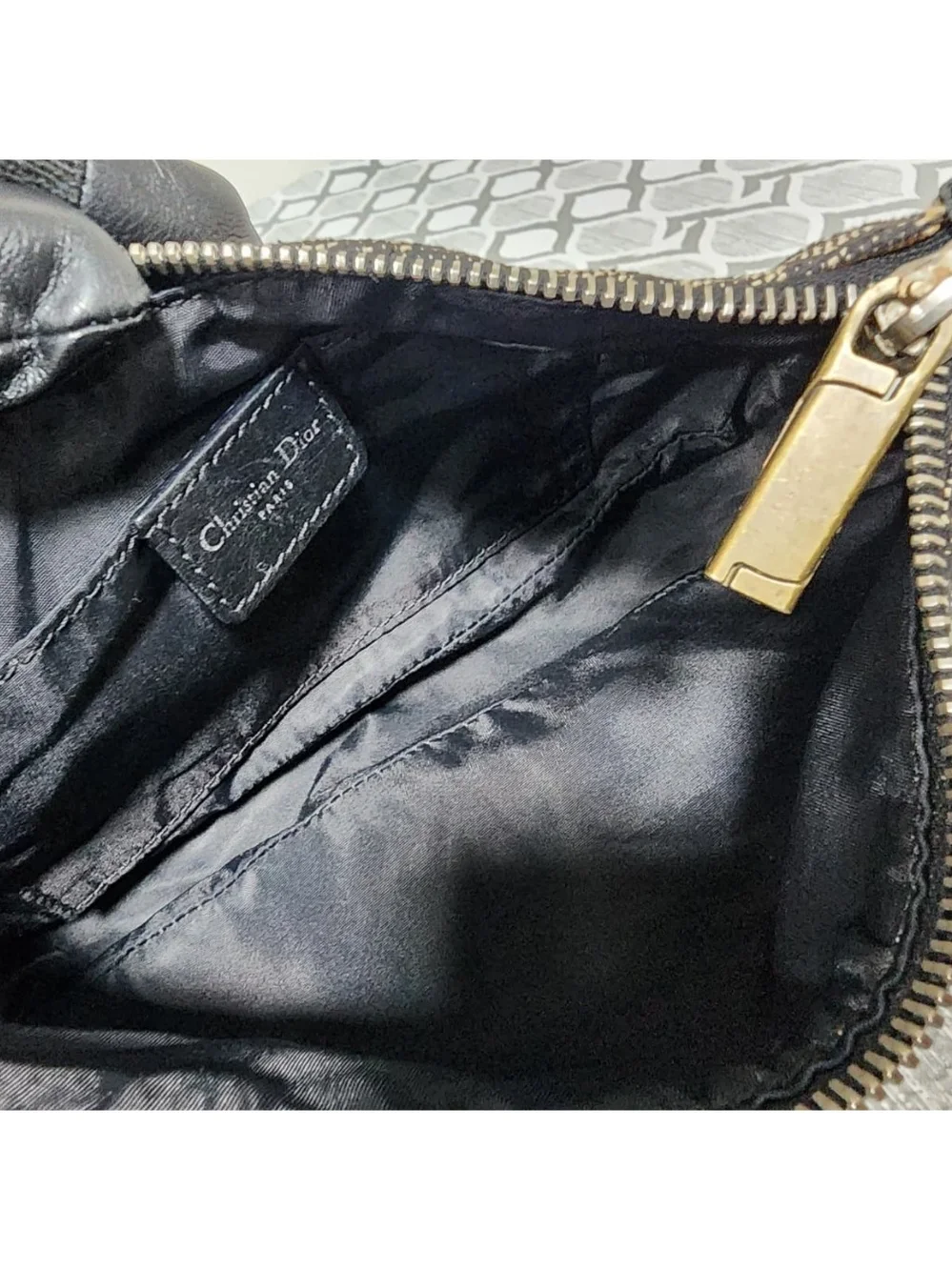 CHRISTIAN DIOR Monogram Shoulder Bag Pochette Black/Grey